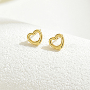 Real 18K Gold Plated Elegant Vintage Casual Fashion Stainless Steel Heart Stud Earrings for Women(ZR3669-3)