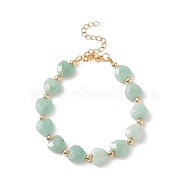 Natural Green Aventurine Heart Beaded Bracelet, Gemstone Jewelry for Women, 7-3/8 inch(18.7cm)(BJEW-JB08697-03)