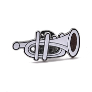 Trumpet Enamel Pin, Musical Instruments Alloy Badge for Backpack Clothes, Gunmetal, White, 30.5x13.5x1.5mm(JEWB-E012-02B)