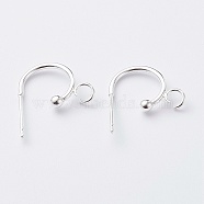 304 Stainless Steel Half Hoop Earrings, Silver, 19x15x2.5mm, Pin: 0.7mm(X-STAS-Z028-B02-S)