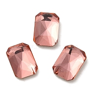 Glass Rhinestone Cabochons, Point Back & Back Plated, Faceted, Rectangle, Padparadscha, 8x5.5x2.5mm(RGLA-P037-04B-D262)