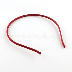 Hair Accessories Iron Hair Band Findings, Covered with Cloth, Dark Red, 120~128mm(OHAR-Q042-009A)