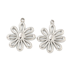 Non-Tarnish 304 Stainless Steel Pendants, Flower Charms, Stainless Steel Color, 19x15.5x2mm, Hole: 1.4mm(STAS-L278-046P)