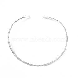 304 Stainless Steel Textured Wire Necklace Making, Rigid Necklaces, Minimalist Choker, Cuff Collar, Stainless Steel Color, 3.5mm, Inner Diameter: 5-3/8 inch(137.5mm)(STAS-B036-02P)