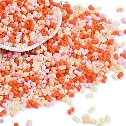 Glass Seed Beads, Round Hole, Peanut, Orange, 3.5x6x3.5mm, Hole: 0.8mm, about 4500pcs/pound(SEED-K010-03N)