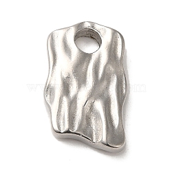 304 Stainless Steel Pendants, Wave Rectangle Charms, Stainless Steel Color, 18x11x3mm, Hole: 3mm(STAS-R223-10)
