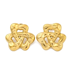 Flower Ion Plating(IP) 304 Stainless Steel Stud Earrings, Real 18K Gold Plated, 24x25.5mm(EJEW-H013-27G)