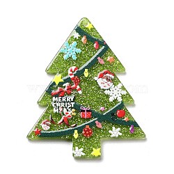 Christmas Theme Opaque Printed Acrylic Pendants, Christmas Tree, 49.5x39.5x2.5mm, Hole: 1.5mm(SACR-Z005-04B)