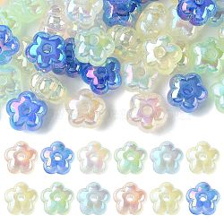 50Pcs UV Plating Rainbow Iridescent Acrylic Beads, Flower, Mixed Color, 13.7x14x8.5mm, Hole: 2.6mm(PACR-CJ0001-27)
