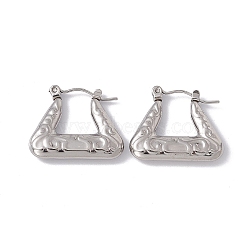304 Stainless Steel Trapezoid Hoop Earrings for Women, Stainless Steel Color, 18x22x3.5mm, Pin: 0.6mm(EJEW-E199-15P)