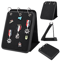 Felt Shoe Charms Collection Binder Book, with Iron Rings, Flip-page Shoe Charms Organizer Holder, Black, 280x200x33mm(FIND-WH0152-658)