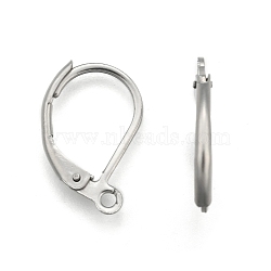 Stainless Steel Color Tone 304 Stainless Steel Leverback Earring Findings, with Loop, 15x10.5mm, Hole: 1.2mm, Pin: 0.7mm(X-STAS-E007-3)