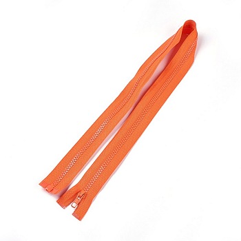 Garment Accessories, Nylon and Resin Zipper, with Alloy Zipper Puller, Zip-fastener Components, Dark Orange, 77.5x3.3cm