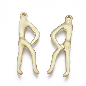 Smooth Surface Alloy Pendants, Athlete with Letter, Matte Gold Color, Letter.R, 29.5x9.5x2.5, Hole: 1.4mm