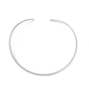 304 Stainless Steel Textured Wire Necklace Making, Rigid Necklaces, Minimalist Choker, Cuff Collar, Stainless Steel Color, 3.5mm, Inner Diameter: 5-3/8 inch(137.5mm)