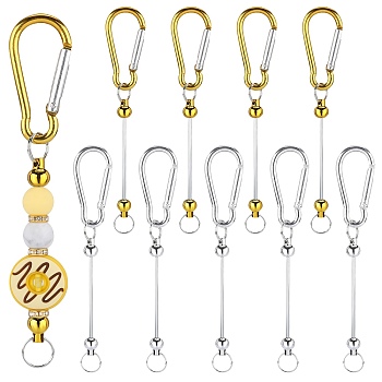 10Pcs 2 Colors Aluminum with Rock Climbing Carabiners, Key Clasps, Mixed Color, 145mm, 5pcs/color
