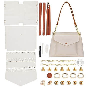 DIY Imitation Leather Handbag Making Kit, Including Bag Straps, Scissor, Needle, Thread, Iron Chains, Magnetic Alloy Clasps, WhiteSmoke, 583x434x1mm, Hole: 1.5mm and 12mm