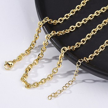 Brass Cable Chain Necklaces for Women, Rack Plating, Cadmium Free & Lead Free, Long-Lasting Plated, Real 18K Gold Plated, 17.87 inch(45.4cm)