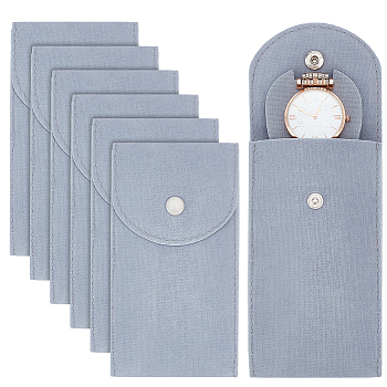 Flocky Velvet Watch Storage Pouches, Double-Sided Envelope Watch Bag with Button, Rectangle, Aqua, 13x7x0.9cm