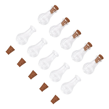 10Pcs Clear Glass Wishing Bottles, Bead Containers, with 10Pcs Cork Stopper, Vase, 2.95~3.05x1.55~1.6cm, Hole: 6mm
