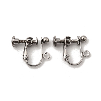 316 Surgical Stainless Steel Clip-on Earring Findings, with Loop, Stainless Steel Color, 16x13.5x5mm, Hole: 1.5mm