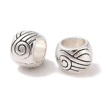 Tibetan Style Zinc Alloy Beads, Large Hole Rondelle Beads, Lead Free & Cadmium Free, Antique Silver, 10x7.3mm, Hole: 6.2mm, about 294pcs/500g