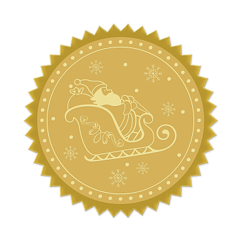 Self Adhesive Gold Foil Embossed Stickers, Medal Decoration Sticker, Christmas Themed Pattern, 5x5cm