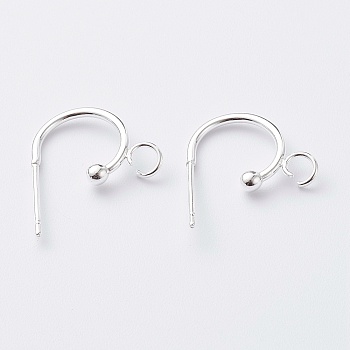 304 Stainless Steel Half Hoop Earrings, Silver, 19x15x2.5mm, Pin: 0.7mm