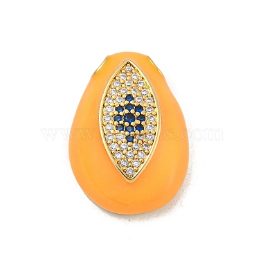 Real 18K Gold Plated Orange Teardrop Brass+Cubic Zirconia+Enamel Pendants