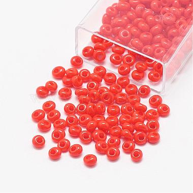 Orange Red Short Magatama Glass Beads