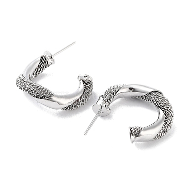 Twist Ring Brass Stud Earrings(EJEW-F332-03P)-2