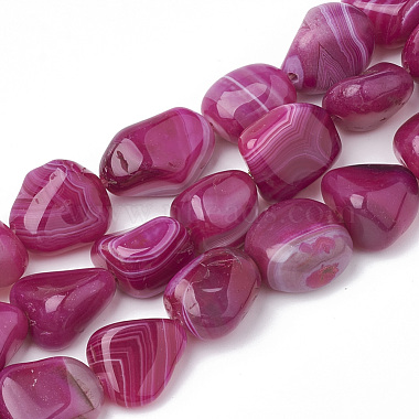 10mm OldRose Nuggets Banded Agate Beads