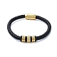 bracelets pour hommes en cordon de cuir pu noir tressé(BJEW-K243-64G)-1