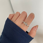 Retro Brass Cuff Open Rings for Women, Antique Silver, Cross, Inner Diameter: Adjustable(FS-WGCC4C8-04)