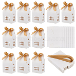 Hollow House Shaped Cardboard Paper Candy Boxes, Candy Gift Case with Polyester Ribbon, White, 7.2x5.2x12.5cm(CON-WH0084-82B)