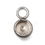 304 Stainless Steel Pendant Cabochon Settings, Flat Round, Stainless Steel Color, Tray: 4mm, 10x6x2mm, Hole: 2mm(STAS-F365-02A-P)