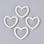 ABS Plastic Imitation Pearl Beads, Heart, White, 37x39.5x5mm, Hole: 2mm(KY-Q004-06B)