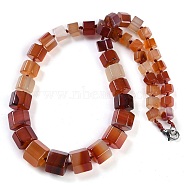 Natural Red Agate Hexagon Prism Graduated Beaded Necklaces for Women Men, 19.49 inch(49.5cm)(NJEW-K388-03O)