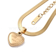 Ion Plating(IP) 304 Stainless Steel Snake Chain Necklaces, Heart with Word Pendant Necklaces for Women, Real 18K Gold Plated, 16.14 inch(41cm)(NJEW-G081-12G)