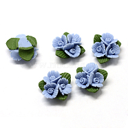 Handmade Porcelain Cabochons, China Clay Beads, Flower, Cornflower Blue, 19~20x18~19x9~10.5mm(PORC-S1003-21G)