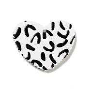 Printed Acrylic Pendants, Heart with Leopard Print Pattern, Black, 26x31.5x2mm, Hole: 1.5mm(SACR-G018-04A)