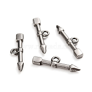 304 Stainless Steel Toggle Clasps Parts, Bar, Arrow, Stainless Steel Color, 23.5x6.5x2.5mm, Hole: 1.8mm(STAS-D142-02C-P)