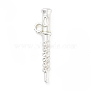 Alloy Pendants, Clarinet, Silver, 28.5x7x4mm, Hole: 2mm(FIND-Q098-04S)