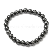 Synthetic Magnetic Hematite Round Beaded Stretch Bracelets, Inner Diameter: 2-5/8 inch(6.75cm), Beads: 8mm(BJEW-E080-02A)