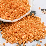 Baking Paint Glass Seed Beads, Cylinder, Dark Orange, 2.5x2mm, Hole: 1.4mm, about 45359pcs/pound(SEED-S042-05A-30)