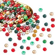 Christmas Theme Glass Beads Sets, with Polymer Clay Rhinestone Beads, Glass Pearl Beads, Crackle Glass Beads, Plating Acrylic Beads, Opaque Acrylic Beads, Transparent Acrylic Beads, Mixed Color, 8mm, Hole: 2mm, about 180pcs(ACRP-NB0001-02)