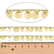 Rack Plating Brass Chains, with Flat Round Charms, Long-Lasting Plated, Soldered, with Spool, Light Gold, 6x0.2mm, about 32.81 Feet(10m)/Roll(CHC-A007-02KCG)