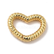 Brass Spring Gate Rings, Cadmium Free & Nickel Free & Lead Free, Twisted Heart, Real 18K Gold Plated, 9 Gauge, 13x17x3mm, Hole: 6x12mm(KK-J301-05G)