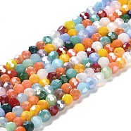 Opaque Glass Beads Stands, AB Color, Faceted(32 Facets), Round, Mixed Color, 4.5x4mm, Hole: 1mm, about 94~95pcs/strand, 13.90~14.02 inch(35.3~35.6cm)(EGLA-A035-P4mm-HB01)