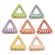 Eco-Friendly Iron Enamel Pendants, Cadmium Free & Lead Free, Triangle, Light Gold, Mixed Color, 30x30.5x3mm, Hole: 1.4mm(IFIN-S705-008)